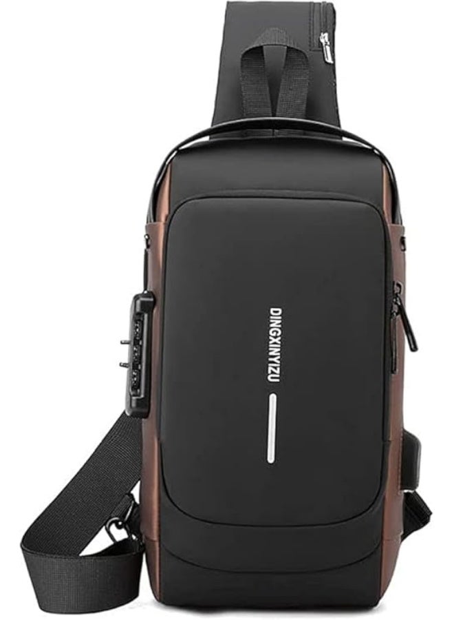 FASHION Men's anti-theft shoulder bag, single-shoulder backpack, black color, suitable for daily use and travel, large capacity, modern design - Image 1
